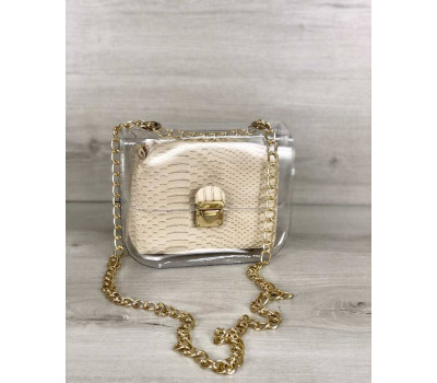 2в1 Молодіжна сумка Селену силіконова з косметичкою молочна рептилія WeLassie