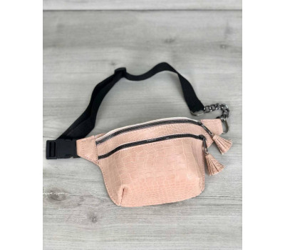 Стильна сумочка на пояс Елен пудровий крокодил WeLassie