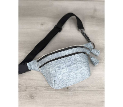 Стильна сумочка на пояс Елен блакитний крокодил WeLassie