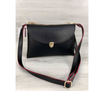 Молодіжна жіноча сумка Віола чорного кольору з червоним WeLassie
