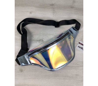 Стильна жіноча сумочка Бананка перламутровий силікон з блакитним (напівпрозора) WeLassie