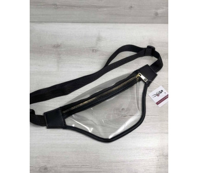 Стильна жіноча сумочка Бананка силіконова з чорним (прозора) WeLassie