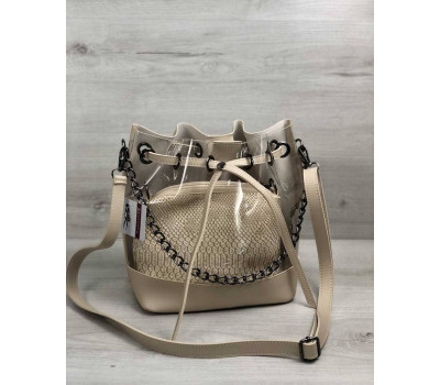 2в1 Молодіжна сумка Люверс силікон з бежевим WeLassie