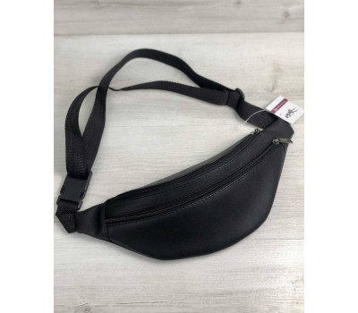 Жіноча сумка Бананка на два відділення чорного кольору (нікель) WeLassie