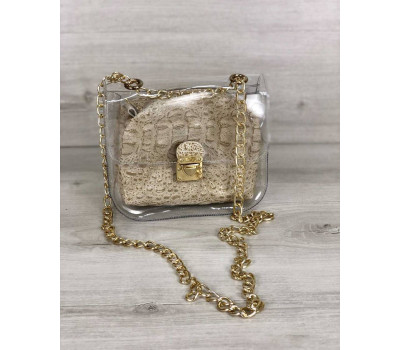 2в1 Молодіжна сумка Селену силіконова з косметичкою кавовий крокодил WeLassie