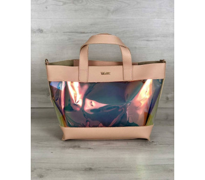 2в1 Перламутрова молодіжна сумка Аміра бежевого кольору (напівпрозора) WeLassie