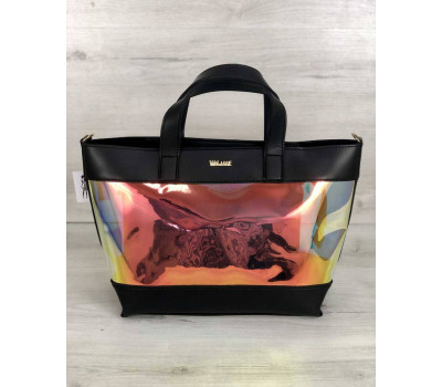 2в1 Перламутрова молодіжна сумка Аміра чорного кольору (напівпрозора) WeLassie