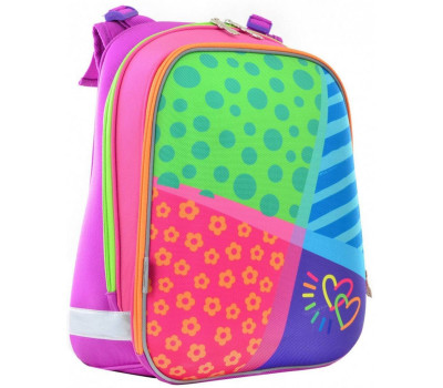 Шкільний каркасний рюкзак 1 Вересня 29х38х15 см 16 л для дівчаток H-12 Bright colors (554581)