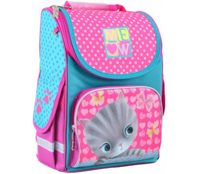 Шкільний каркасний рюкзак 1 Вересня 26х34х14 см 12 л для дівчаток H-11 Cat (555294)