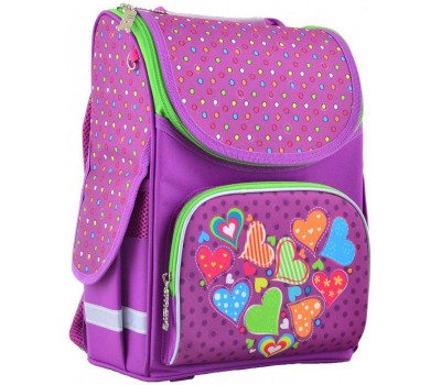 Шкільний каркасний рюкзак Smart 26х34х14 см 12 л для дівчаток PG-11 Hearts pink (554447)