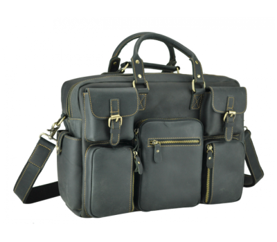 Серая кожаная мужская сумка Tiding Bag 7028RA