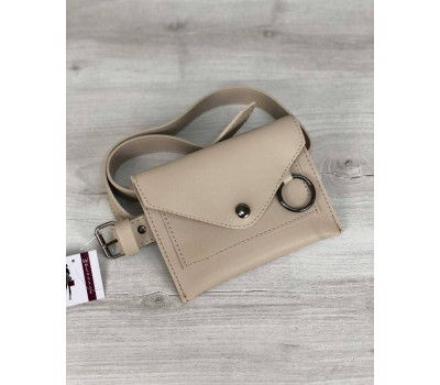 Стильна жіноча сумка на пояс Moris кремового кольору WeLassie