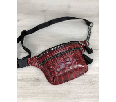 Стильна сумочка на пояс Елен червоний крокодил WeLassie