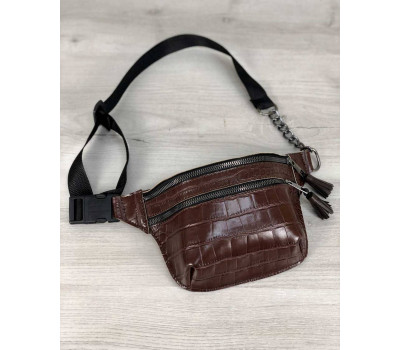 Стильна сумочка на пояс Елен коричневий крокодил WeLassie