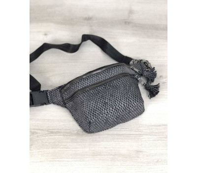 Стильна сумочка на пояс Елен сіра змія WeLassie