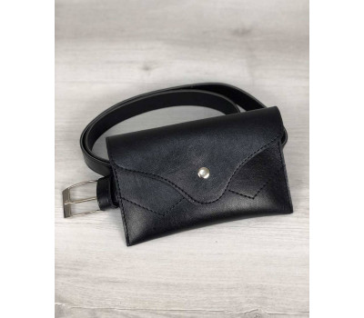 Жіноча сумка на пояс чорного кольору