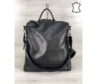 Шкіряна сумка-рюкзак Taus чорного кольору WeLassie