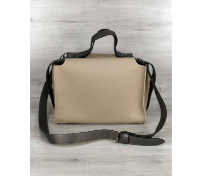 2в1 Стильна жіноча сумка Маліка кремового кольору WeLassie