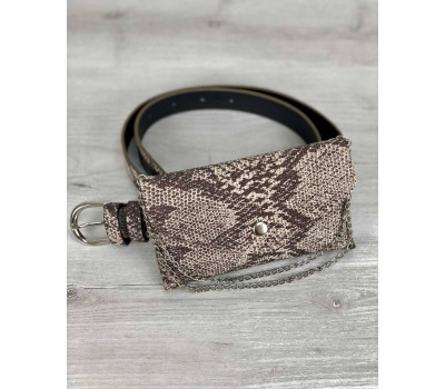 Жіноча сумка на пояс Айлін кавова змія WeLassie