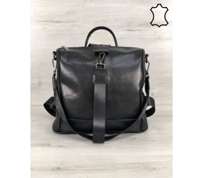 Шкіряна сумка-рюкзак Angelo чорного кольору WeLassie