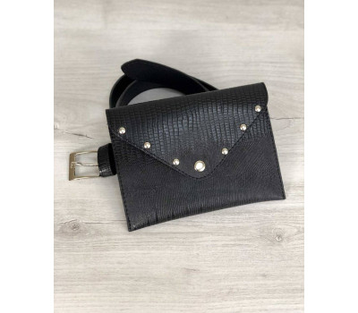 Жіноча сумка на пояс чорна змія WeLassie