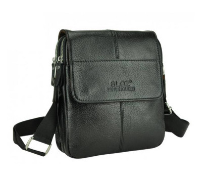 Черный кожаный мессенджер Tiding Bag A25F-B065A