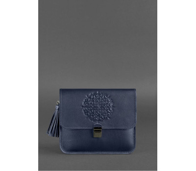 Кожаная женская бохо-сумка Лилу темно-синяя - BN-BAG-3-navy-blue BlankNote