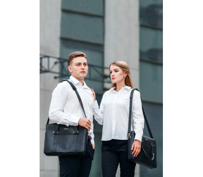 Шкіряна сумка для ноутбука і документів чорна - BN-BAG-37-g BlankNote