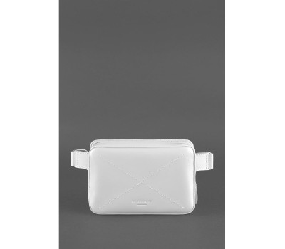 Шкіряна жіноча поясна сумка Dropbag Mini біла - BN-BAG-6-light-bw BlankNote