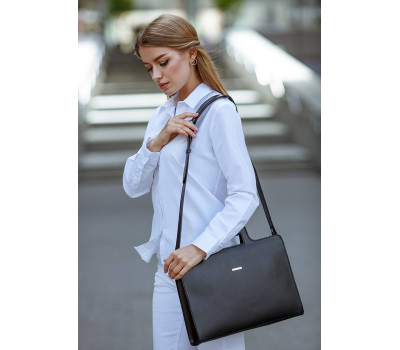 Жіноча шкіряна сумка для ноутбука і документів чорна - BN-BAG-36-g BlankNote