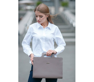 Жіноча шкіряна сумка для ноутбука і документів темно-бежева - BN-BAG-36-beige BlankNote
