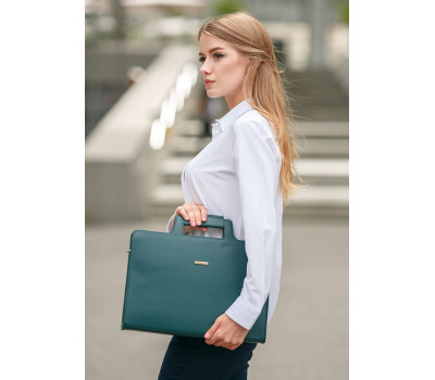 Жіноча шкіряна сумка для ноутбука і документів зелена - BN-BAG-36-malachite BlankNote