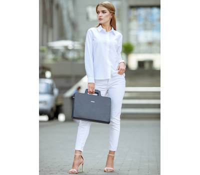 Жіноча шкіряна сумка для ноутбука і документів темно-синя - BN-BAG-36-navy-blue BlankNote