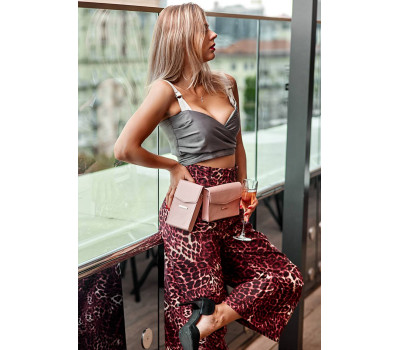 Набір рожевих жіночих шкіряних сумок Mini поясна/кроссбоді - BN-BAG-38-pink BlankNote