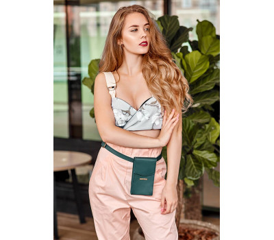 Вертикальна жіноча шкіряна сумка Mini поясна/кроссбоді зелена - BN-BAG-38-1-malachite BlankNote