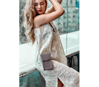 Вертикальна жіноча шкіряна сумка Mini темно-бежева поясна/кроссбоді - BN-BAG-38-1-beige BlankNote