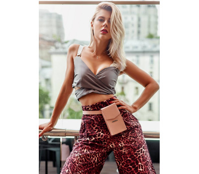 Вертикальна жіноча шкіряна сумка Mini рожева поясна/кроссбоді - BN-BAG-38-1-pink BlankNote