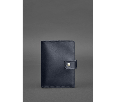 Шкіряна обкладинка для паспорта 5.0 (з віконцем) темно-синя Краст - BN-OP-5-navy-blue BlankNote