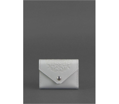 Жіночий шкіряний кард-кейс 3.0 (Гармошка) Сірий з мандалою - BN-KK-3-shadow BlankNote