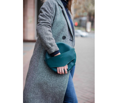 Шкіряна жіноча кругла сумка-рюкзак Maxi зелена - BN-BAG-30-malachite BlankNote