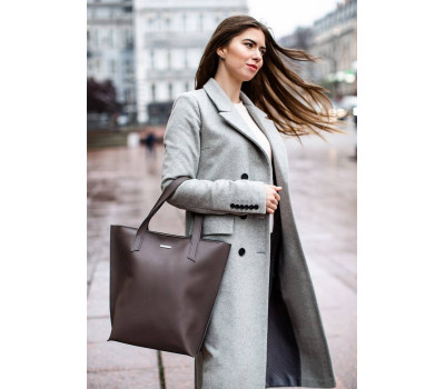 Кожаная женская сумка шоппер D.D. темно-бежевая - BN-BAG-17-beige BlankNote