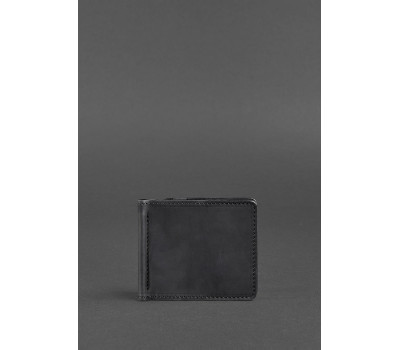 Чоловіче шкіряне портмоне чорне 1.0 затиск для грошей Crazy Horse - BN-PM-1-g-kr BlankNote