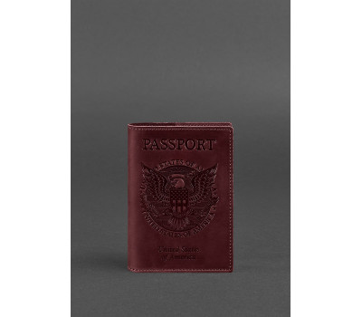 Шкіряна обкладинка для паспорта з американським гербом бордова - BN-OP-USA-vin BlankNote