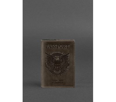 Шкіряна обкладинка для паспорта з американським гербом темно-коричнева - BN-OP-USA-o BlankNote