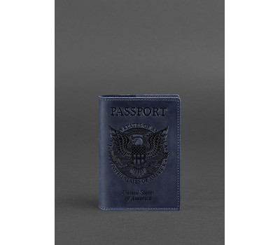 Шкіряна обкладинка для паспорта з американським гербом синя - BN-OP-USA-nn BlankNote