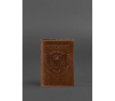 Шкіряна обкладинка для паспорта з американським гербом світло-коричнева - BN-OP-USA-ko BlankNote