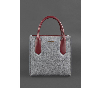 Фетровая женская сумка-кроссбоди Blackwood с кожаными бордовыми вставками - BN-BAG-28-felt-vin BlankNote