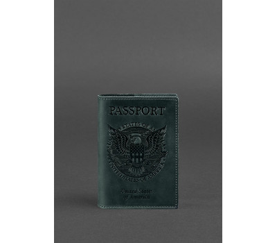 Шкіряна обкладинка для паспорта з американським гербом зелена - BN-OP-USA-iz BlankNote