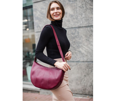 Кожаная женская сумка Круассан Krast бордовая - BN-BAG-12-vin BlankNote