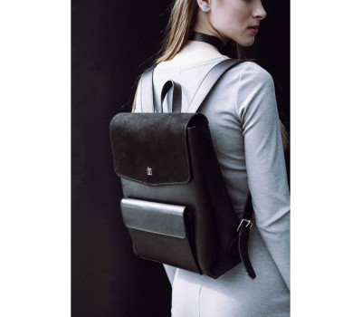Жіночий шкіряний рюкзак міський чорний Blank - Black Point - Blank-Bag-1 BlankNote